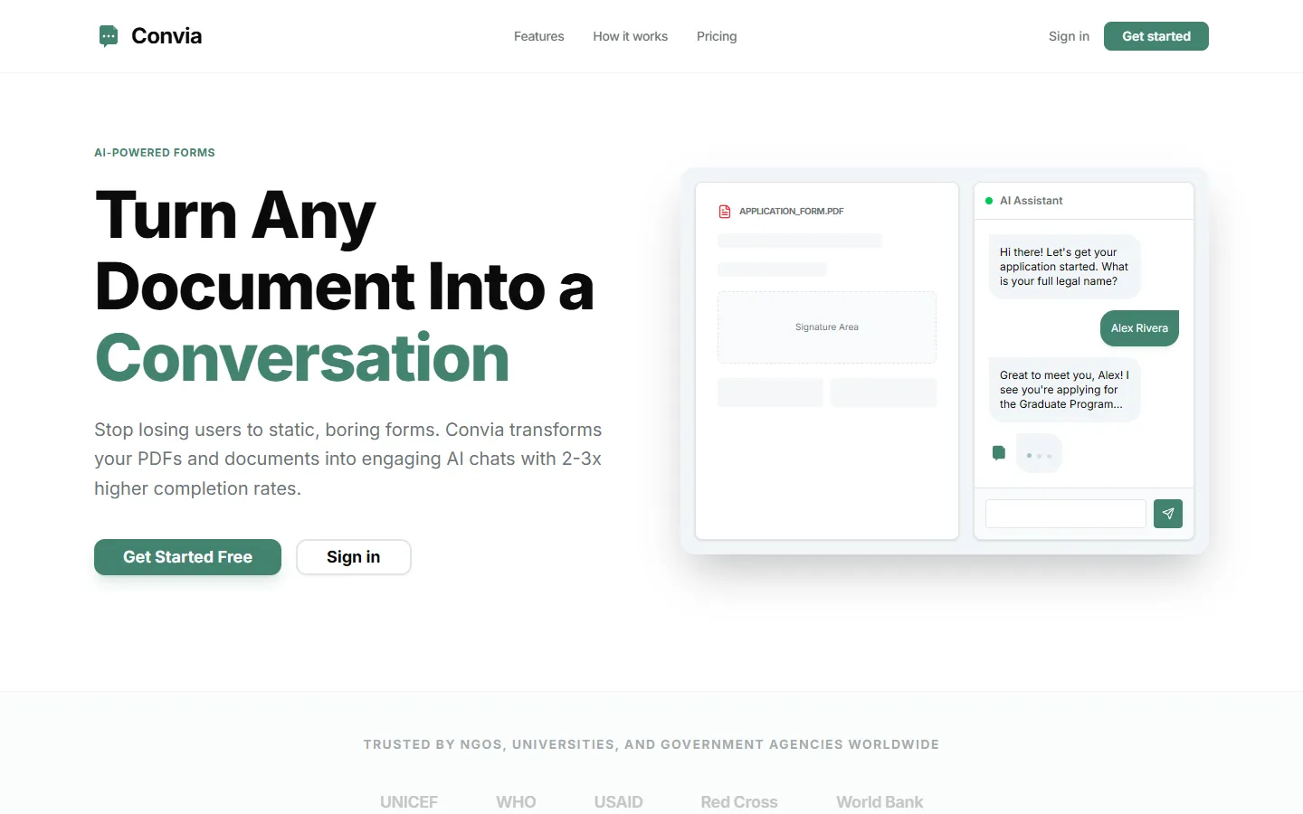 Convia product homepage