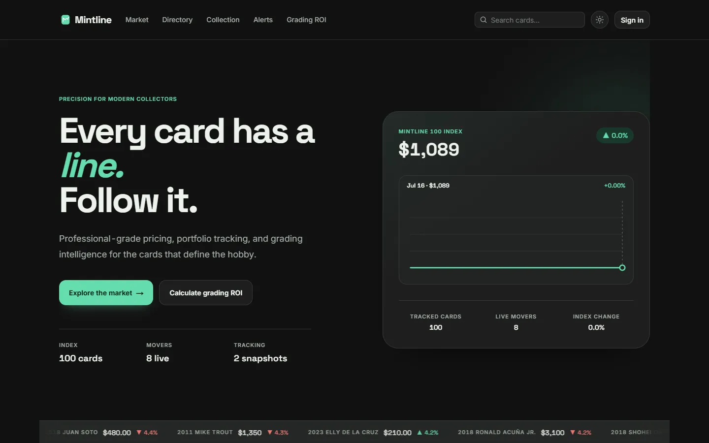 Mintline product homepage