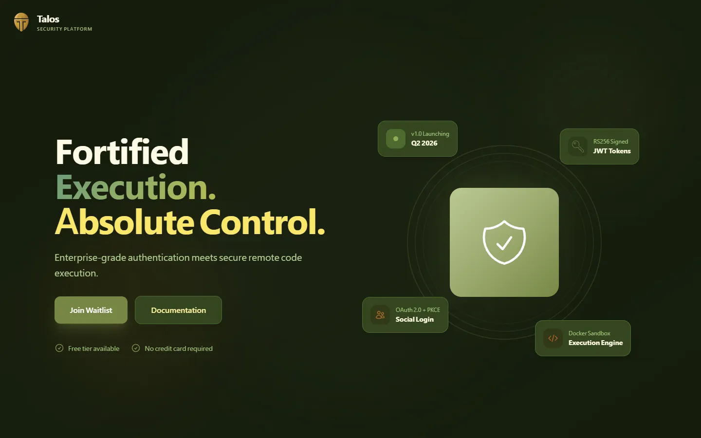 Talos product homepage